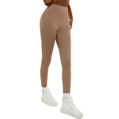 Casual Solid Mocha Brown Women Leggings (women's)