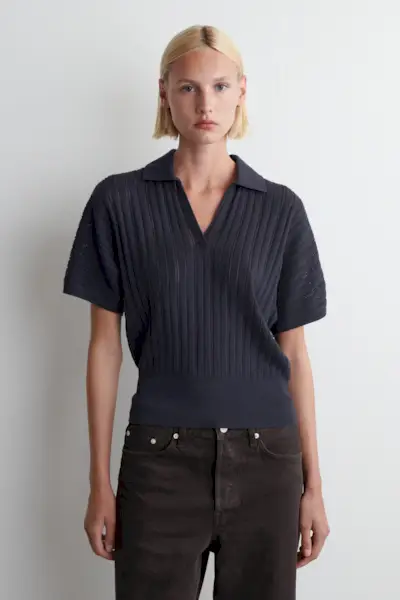 Pointelle-Knit Cotton Shirt