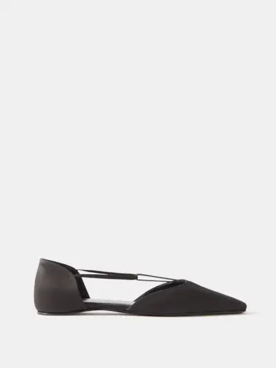 Toteme + Almond-Toe Faille Flat Sandals