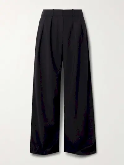 Ripley Pleated Grain De Poudre Wide-Leg Pants
