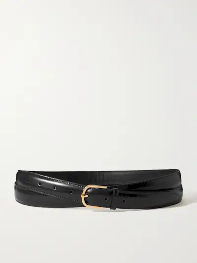 Black Toteme double-wrap belt with gold buckle