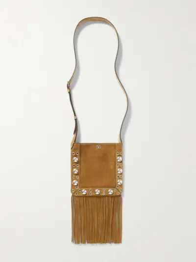 Nellcote Small Fringed Embellished Suede Shoulder Bag