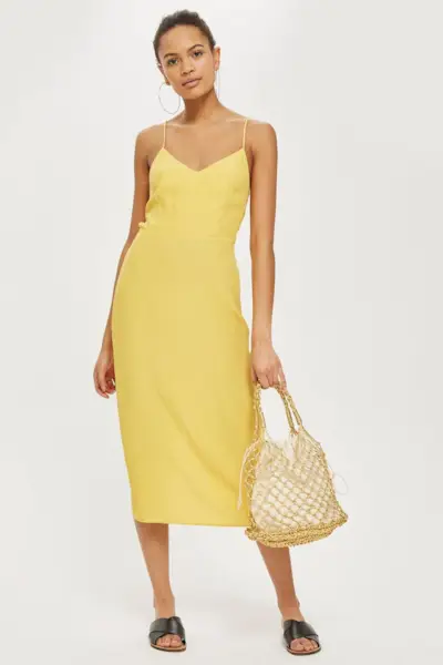 Topshop + Tie Back Midi Slip Dress