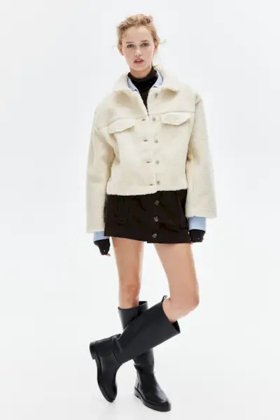 Button-Front Teddy Jacket