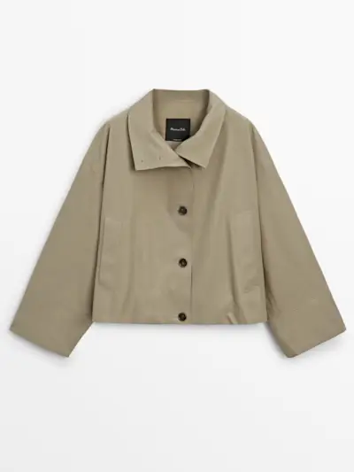 massimo dutti, High Neck Cropped Parka