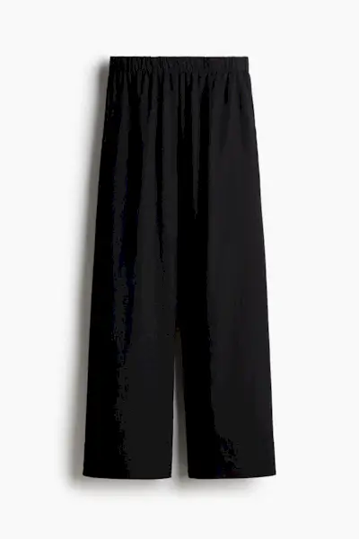 Wide Linen-Blend Trousers