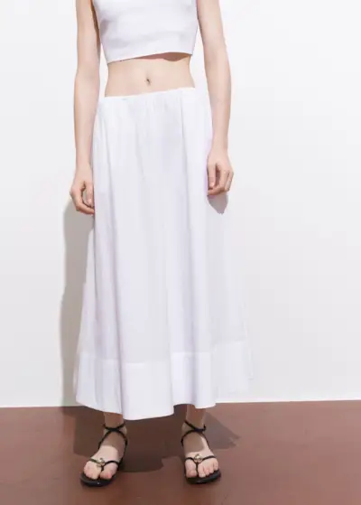 MANGO, Flared Cotton Skirt