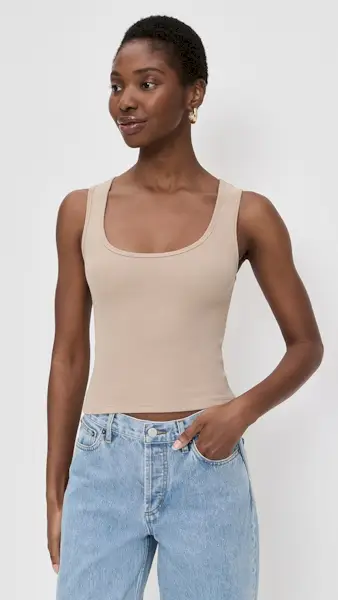 Good American Micro Rib Tank Top