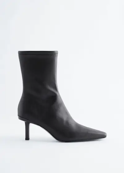 Stretch-Leather Ankle Boots
