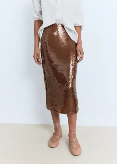 Sequinned Midi-Skirt - Women | Mango Usa