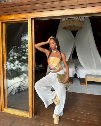 Amaka in beige jelly sandals