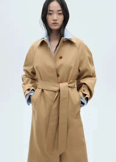 Cotton Trench Coat With Belt