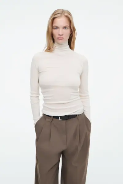 Merino Wool Turtleneck Top