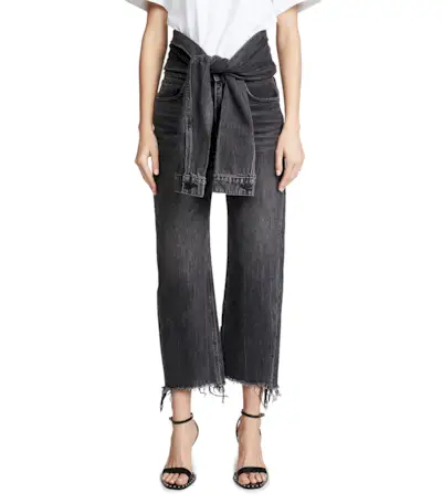 Denim x Alexander Wang + Stack Tie Crop Jeans