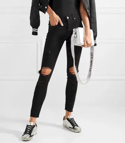 Amiri + Thrasher Distressed High-Rise Skinny Jeans