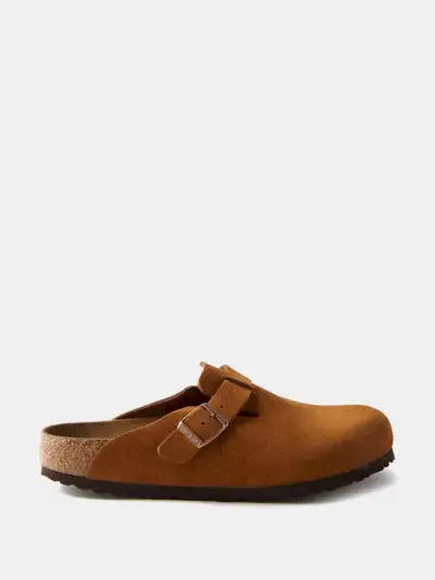 Birkenstock + Boston Buckled Suede Backless Loafers