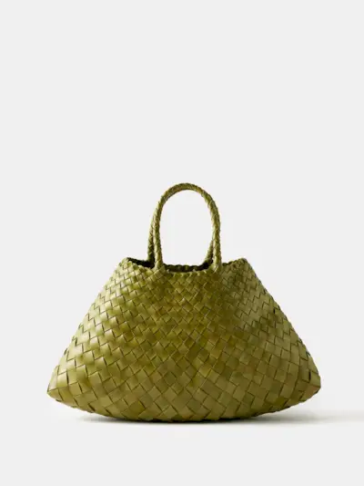 Dragon Diffusion + Santa Croce Small Woven-Leather Basket Bag