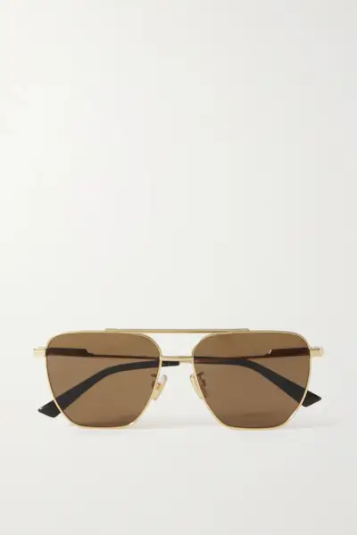 Bottega Veneta Eyewear + Original Aviator-Style Gold-Tone Sunglasses