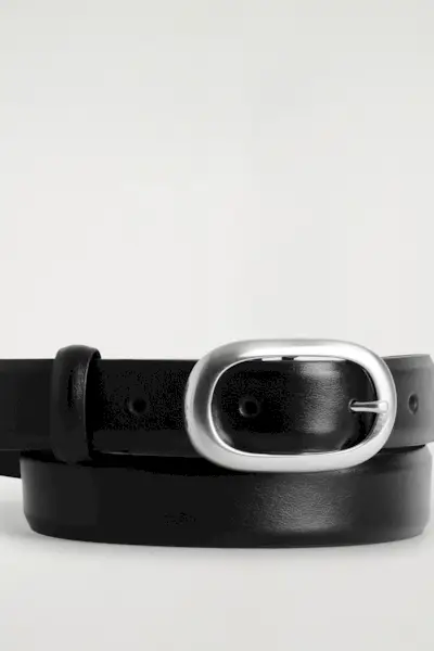 Oval-Buckle Leather Belt
