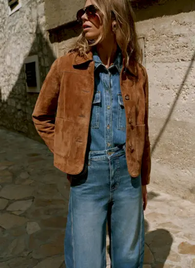 Tan Suede Pocket Detail Jacket