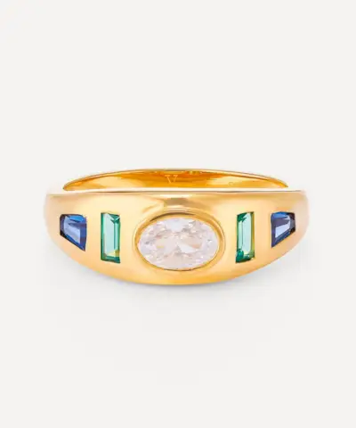 18ct Gold-Plated Sara Stone Set Gypsy Ring