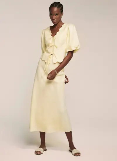 Yellow Linen Maxi Skirt