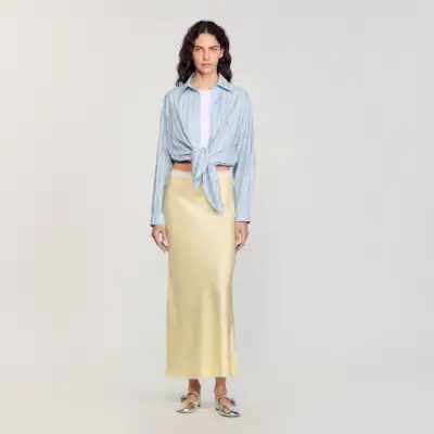 Long Satin-Effect Skirt