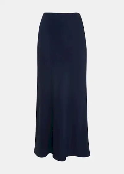 Navy Satin Bias Cut Skirt