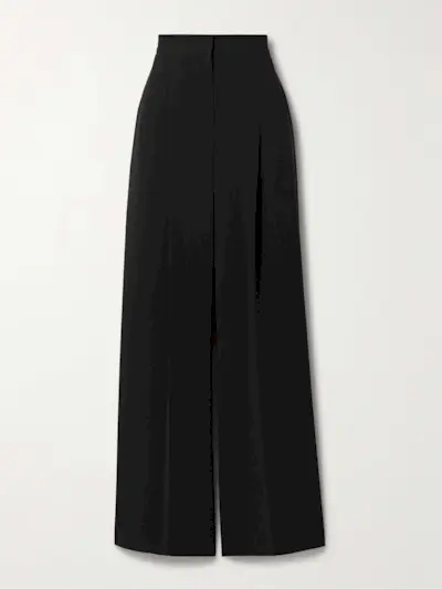 Lino Pleated Crepe Wide-Leg Pants