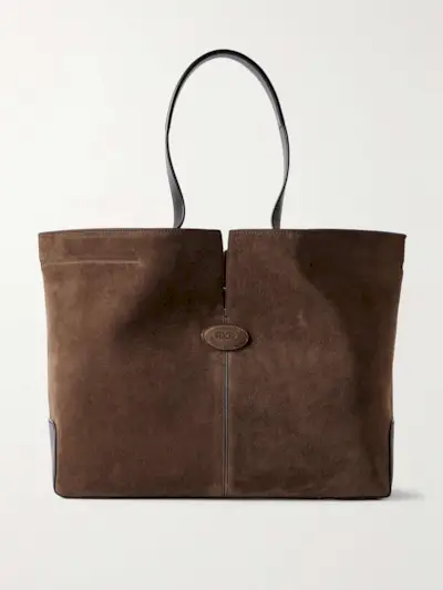 Shopping Medium Leather-Trimmed Suede Tote