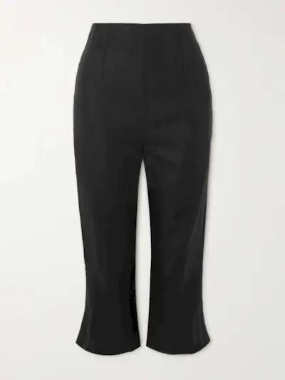 Capri Cropped Linen Slim-Leg Pants