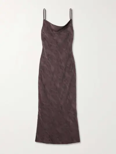 Printed Satin Midi Dress