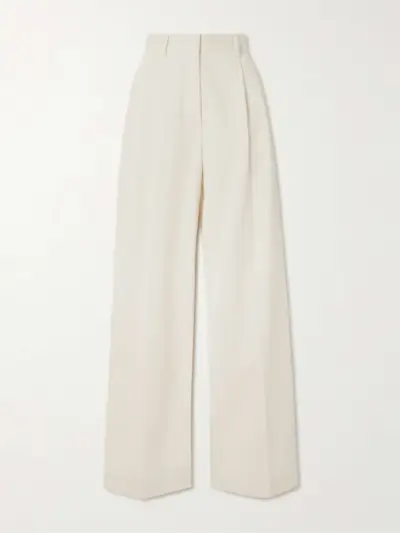 Pleated Silk and Organic Cotton-Blend Corduroy Wide-Leg Pants