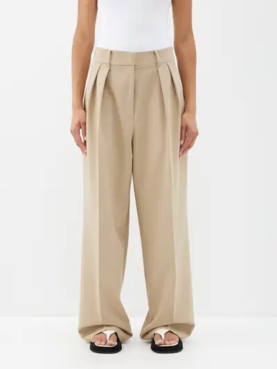 The Frankie Shop + Corrin Pleated Wide-Leg Trousers
