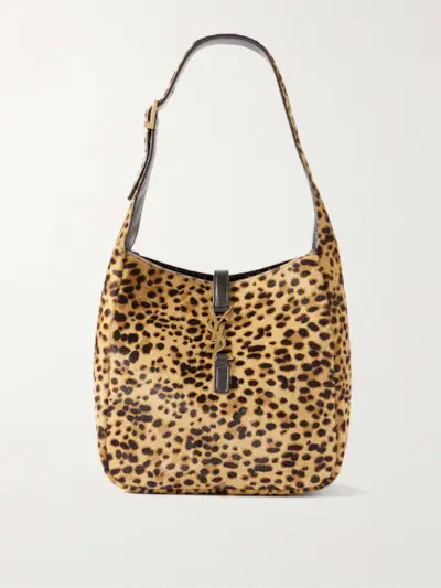 Le 5 À 7 Embellished Leather-Trimmed Leopard-Print Pony-Hair Shoulder Bag