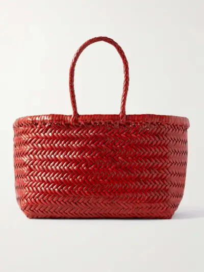 Bamboo Triple Jump Small Woven Leather Tote