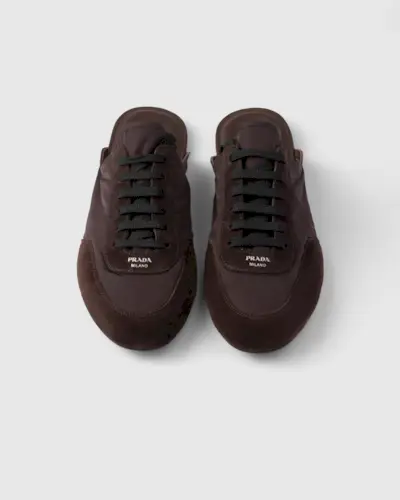 Collapse Re-Nylon and Suede Mules