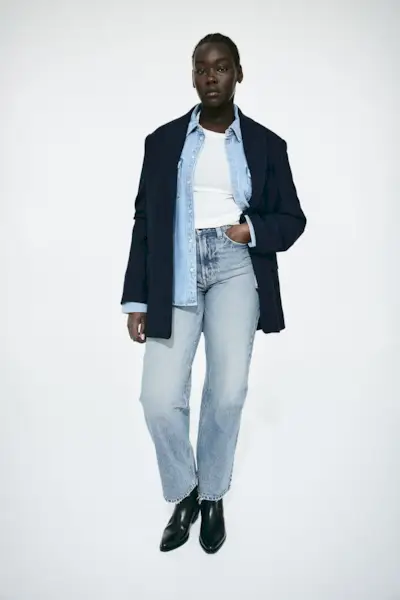 H&M + Curvy Fit Wide Ultra High Jeans