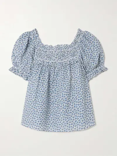 Frances Ruffled Pleated Floral-Print Organic Cotton-Voile Blouse