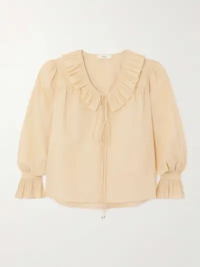 Ruffled Cotton-Voile Blouse