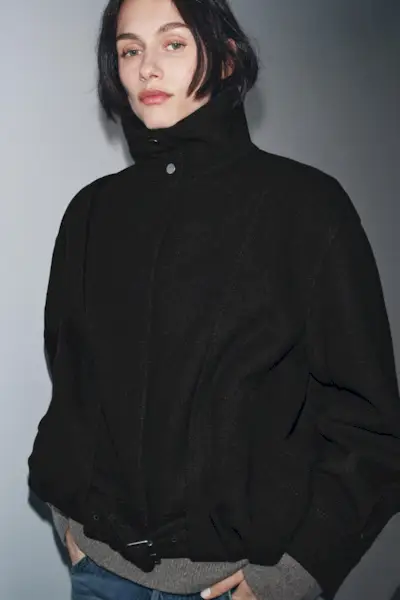 Zw Collection Minimal Wool Bomber Jacket