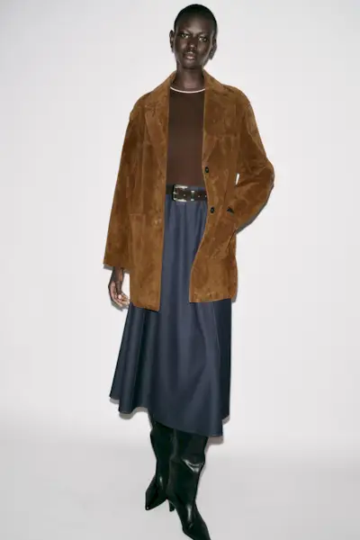 Belted Combination Midi Dress