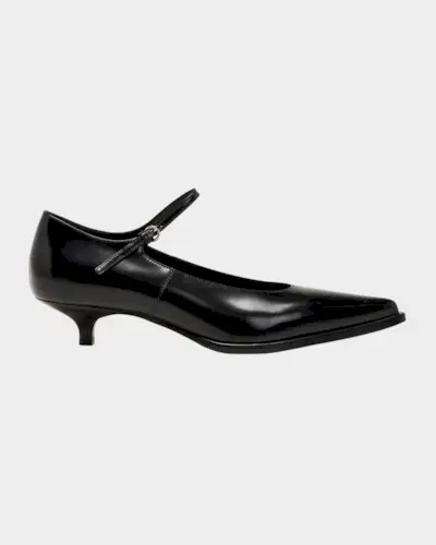 Decollete Leather Ankle-Strap Pumps