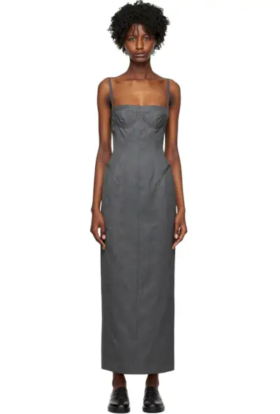 Gray Corset Maxi Dress