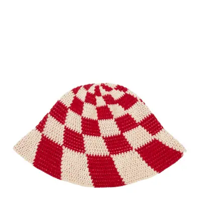 Emily Levine + Check Swirl Hat - Cherry
