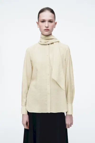 Scarf-Detail Silk Blouse