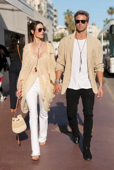 Alessandra Ambrosio wears white jeans in Cannes