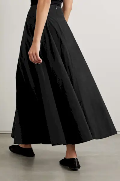 Pleated Recycled-Taffeta Maxi Skirt