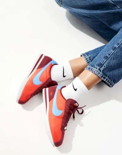 Nike Cortez Txt Trainers in Red and Blue