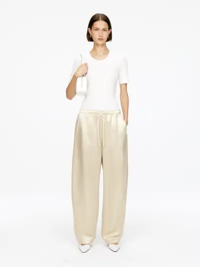 Drawstring Satin Trousers – Light Beige – Women – Arket Gb